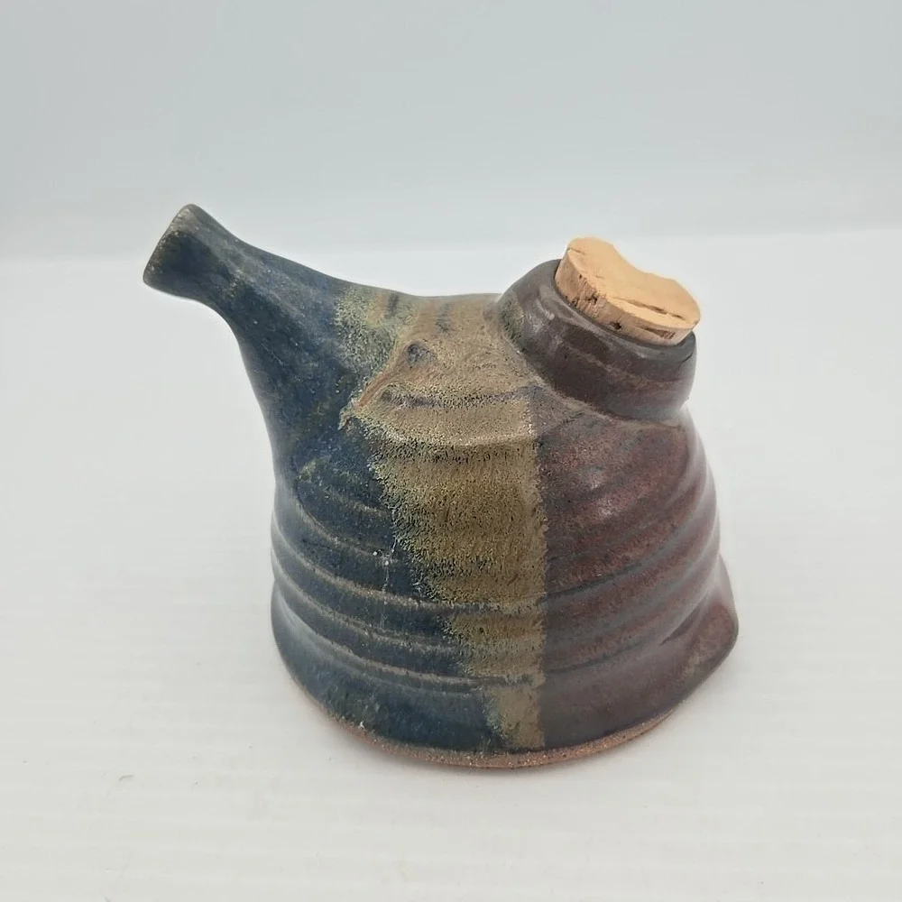Pottery vinegar dispenser‎ Signed By Artist